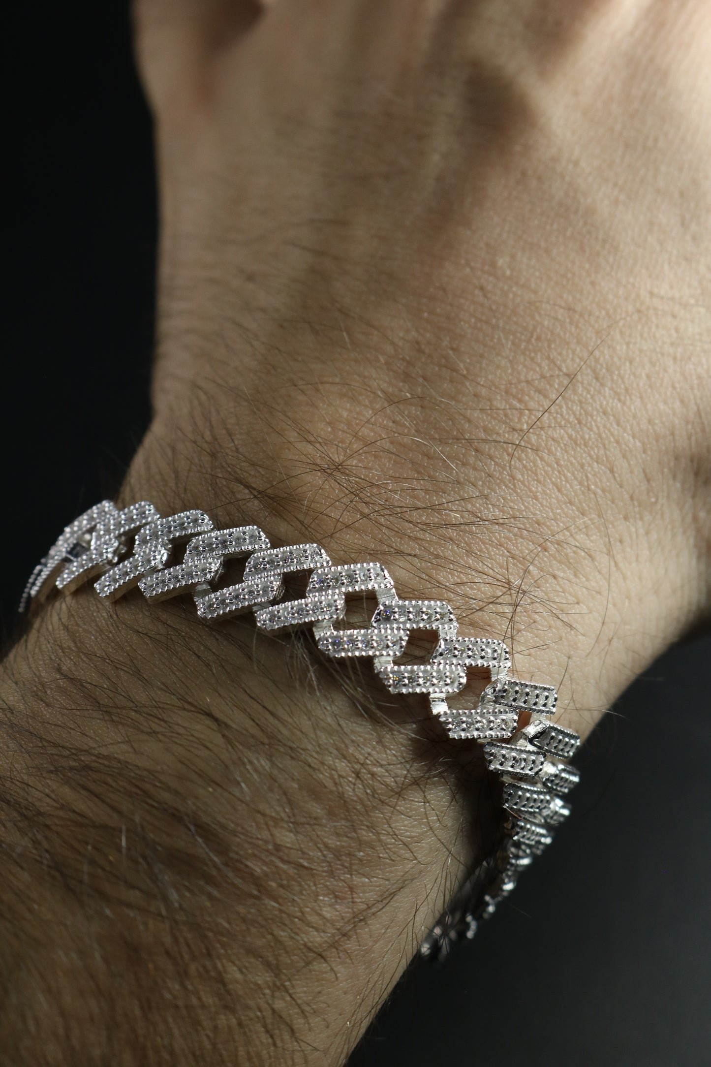 Miami Hex Rombo 12mm ICED OUT Plata .925