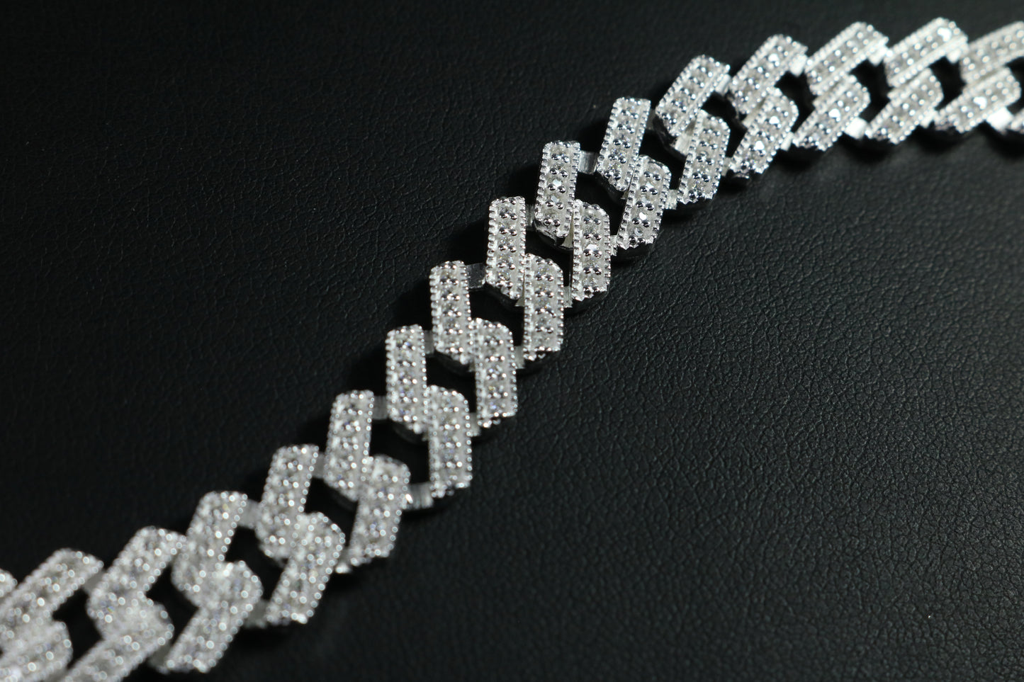 Miami Hex Rombo 12mm ICED OUT Plata .925