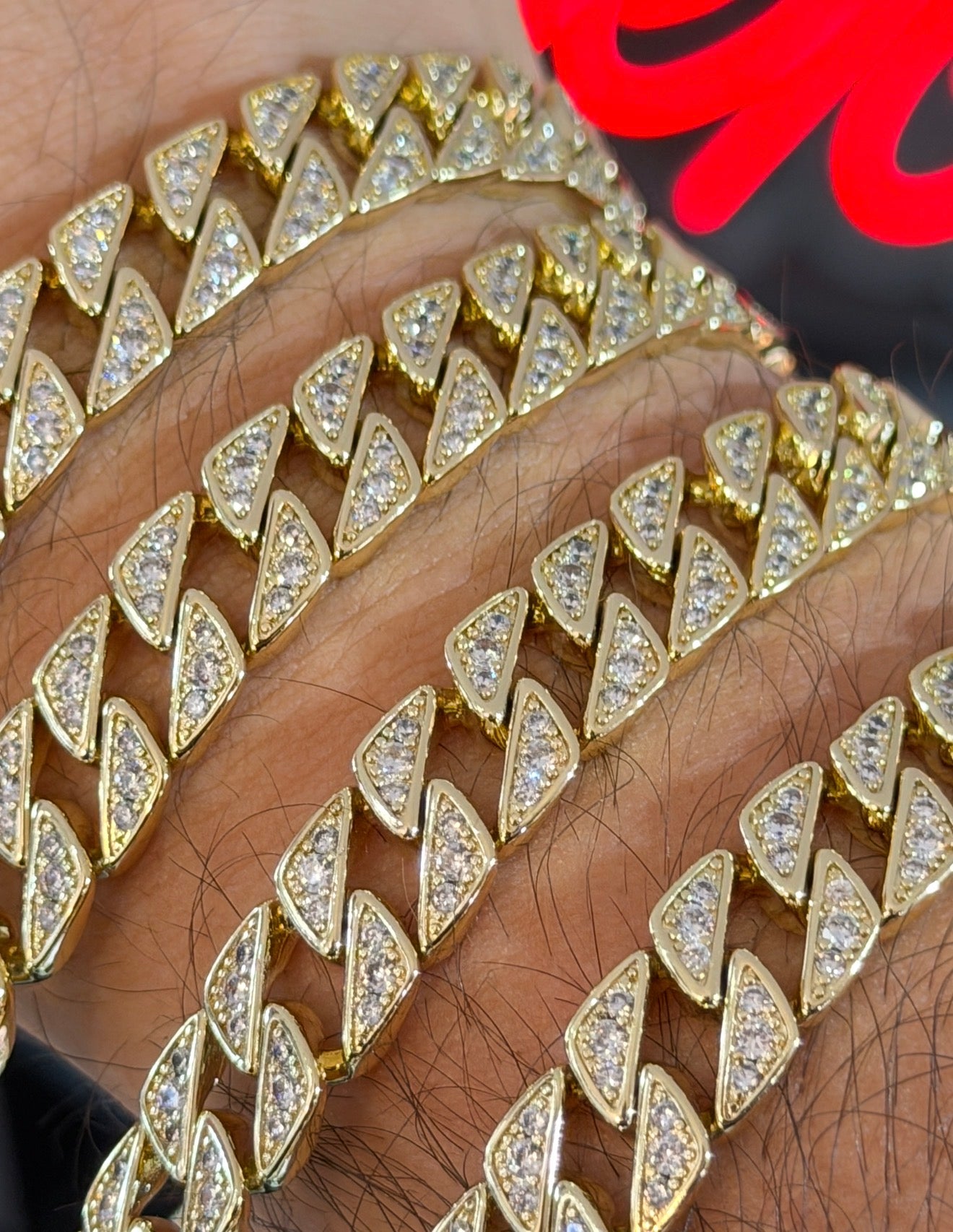 Pulso Barbado Iced Laminado 18k Ajustable 17-19cm