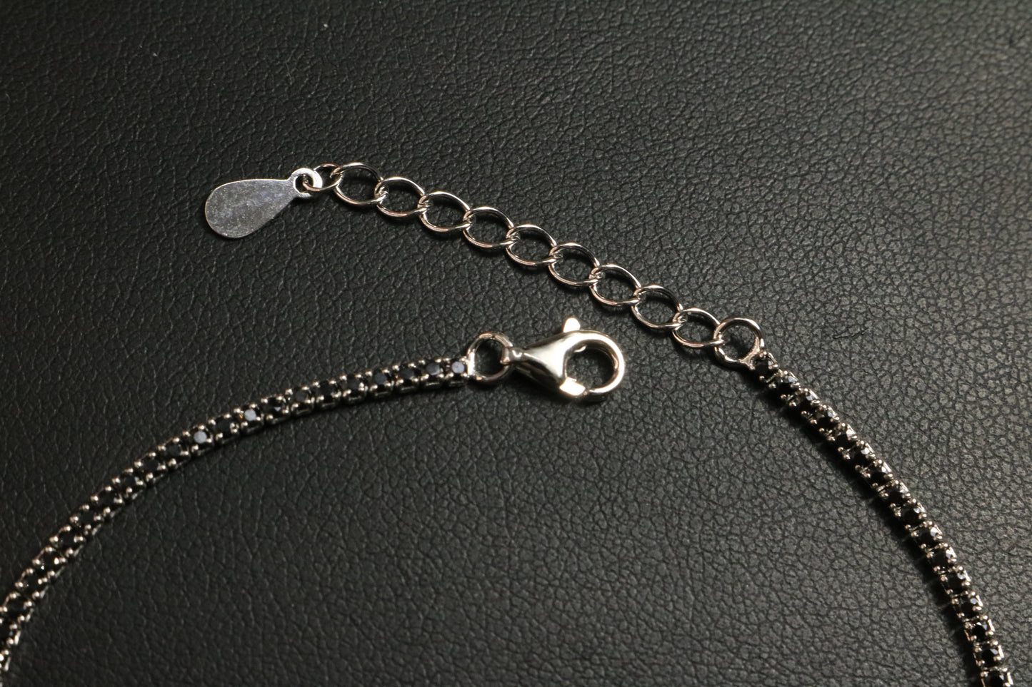 Tennis Negro Plata .925 2mm 17-20cm