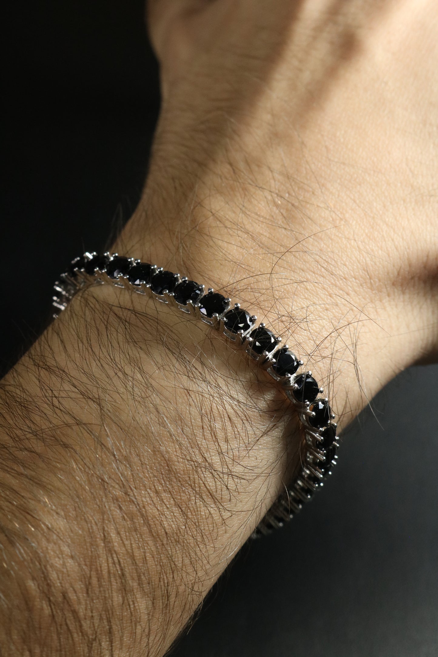 Pulso Tennis Black 6mm 20cm Plata .925