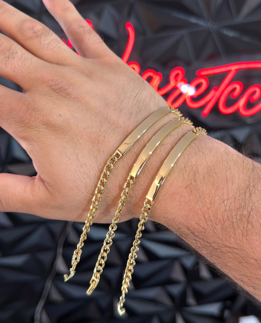 Pulso Barbado Placa Laminado 18k 5mm y 20cm