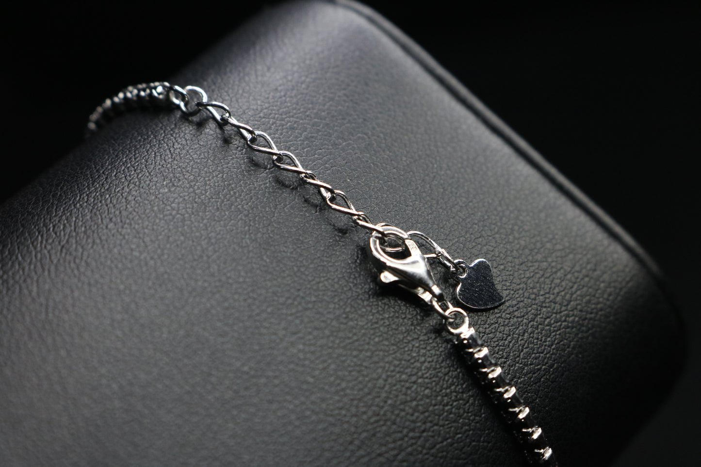 Tennis Cuadrado Negro Plata .925 2mm 17-20cm