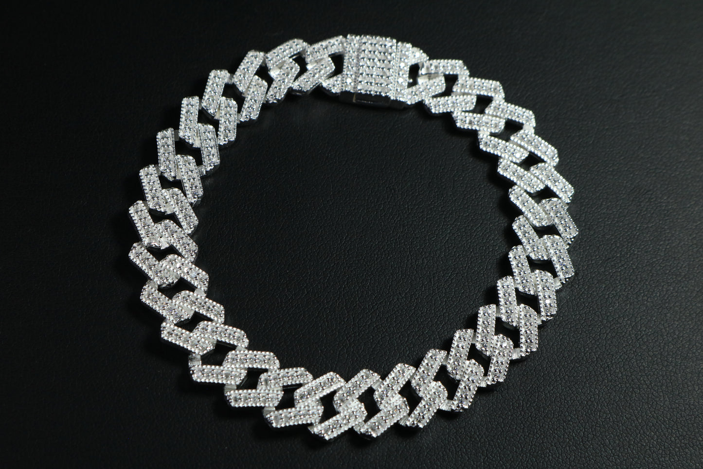 Miami Hex Rombo 12mm ICED OUT Plata .925