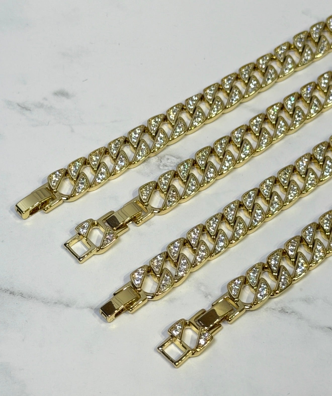 Pulso Barbado Iced Laminado 18k Ajustable 17-19cm