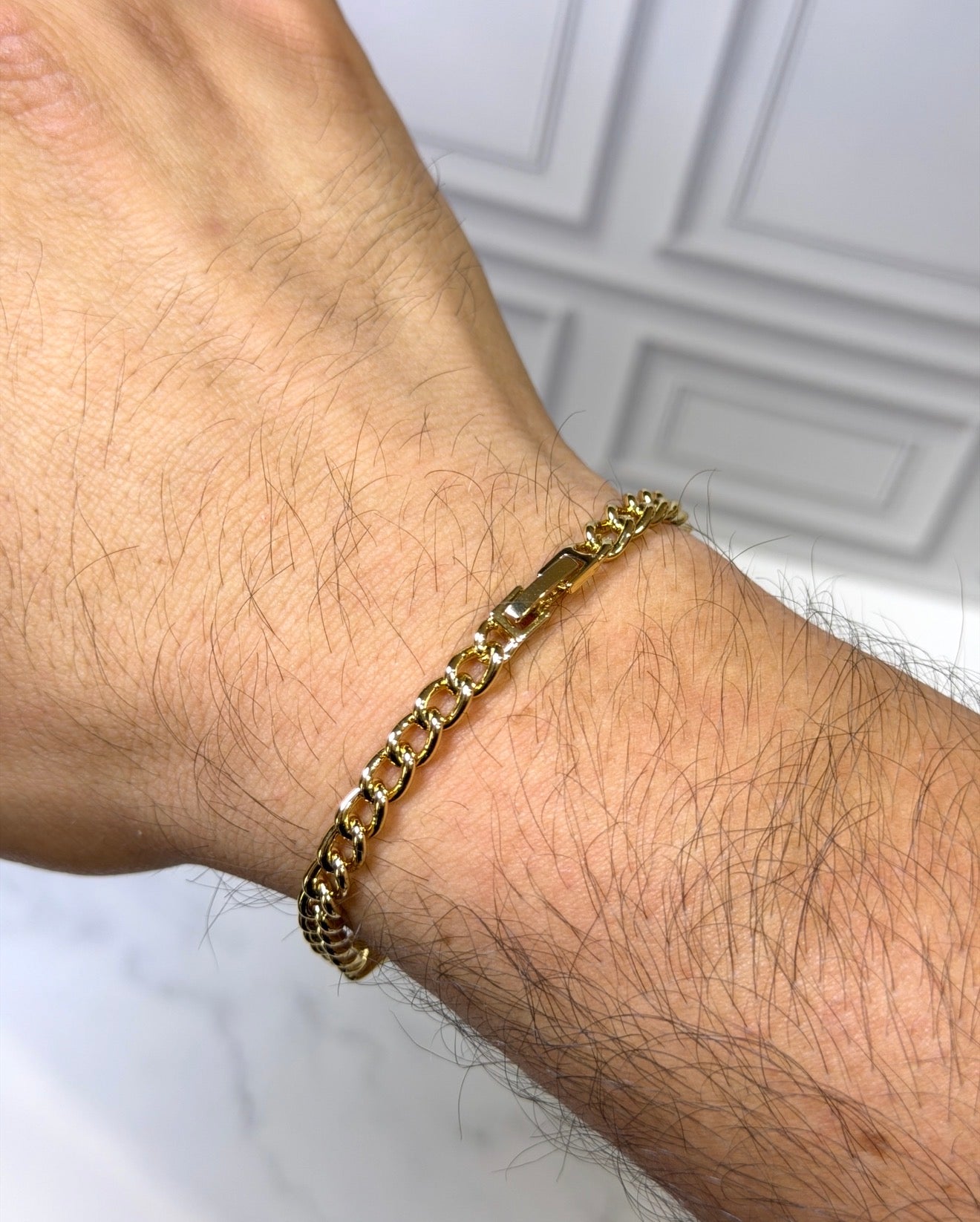 Pulso Barbado Placa Laminado 18k 5mm y 20cm