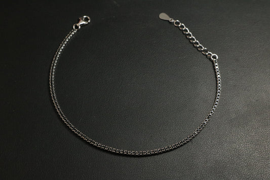 Tennis Negro Plata .925 2mm 17-20cm