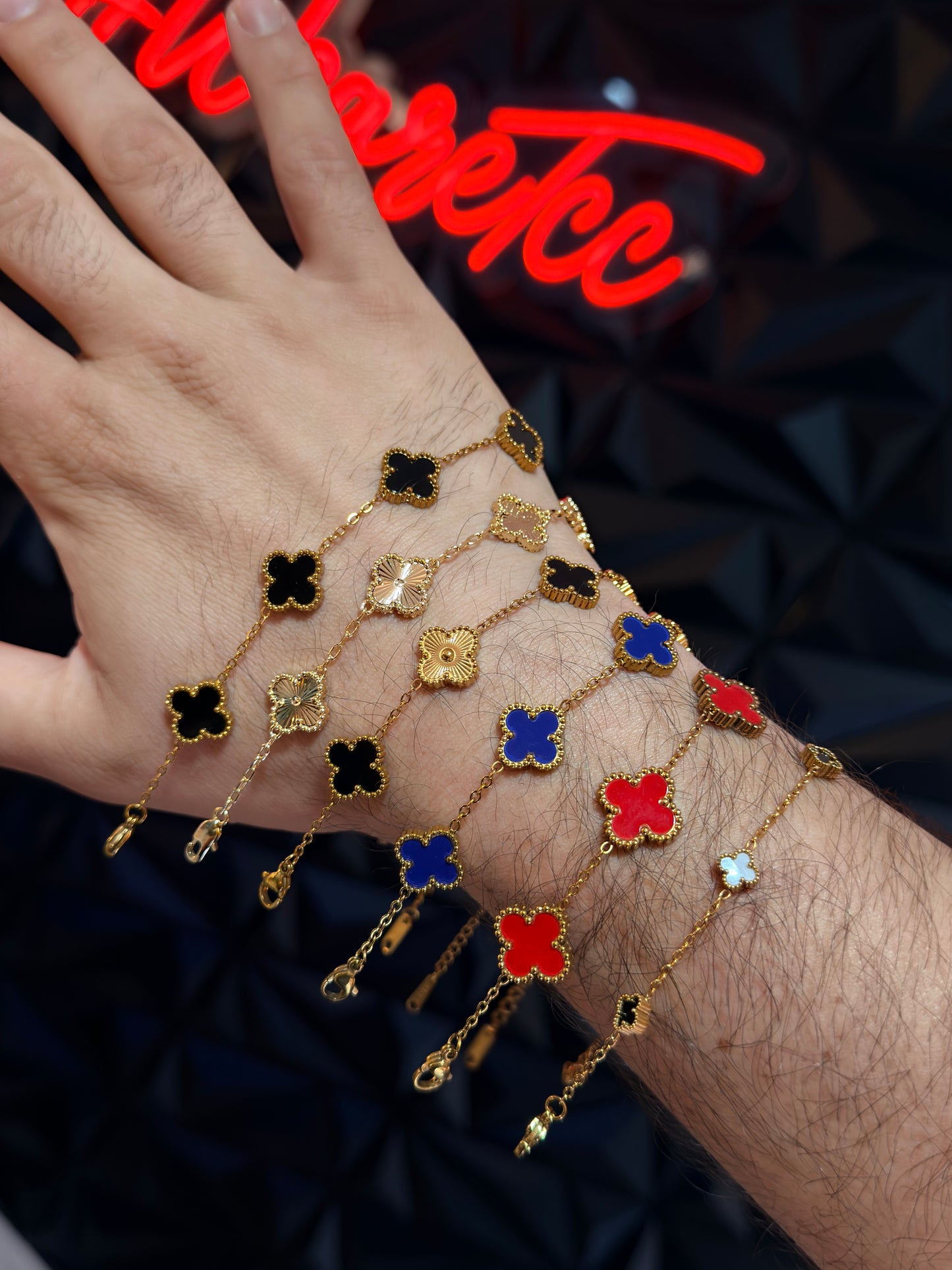 Pulsos Trébol Dorado Ajustables