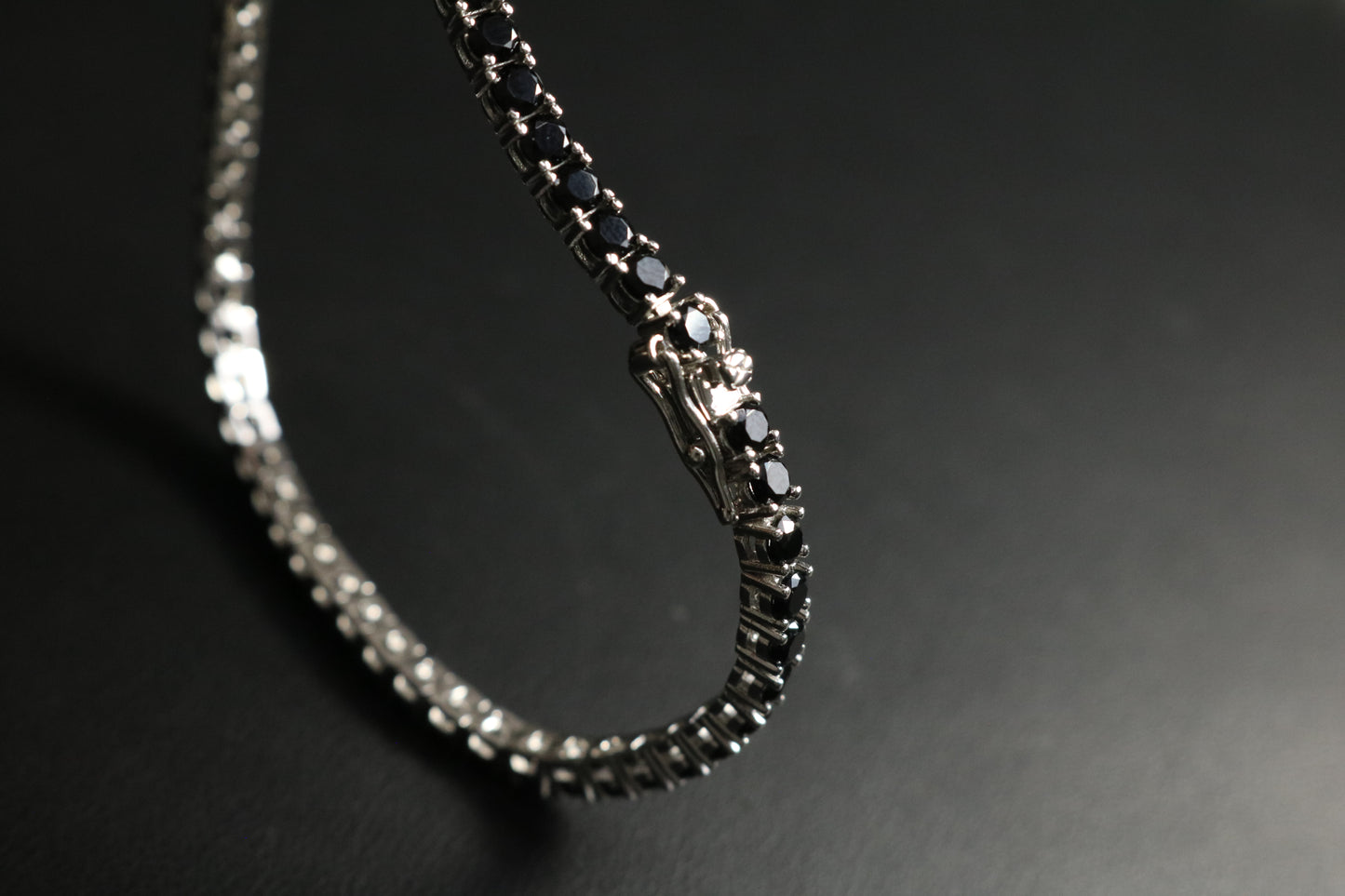 Tennis Negro Plata .925 4mm