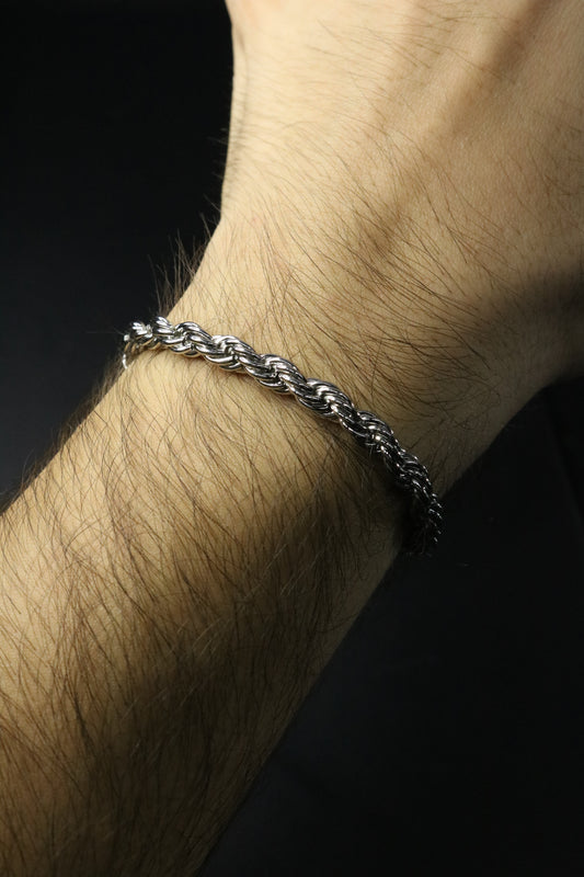 Pulso Torzal Plateado 9mm Ajustable 19-23cm