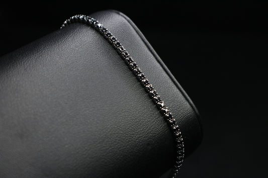 Tennis Cuadrado Negro Plata .925 2mm 17-20cm