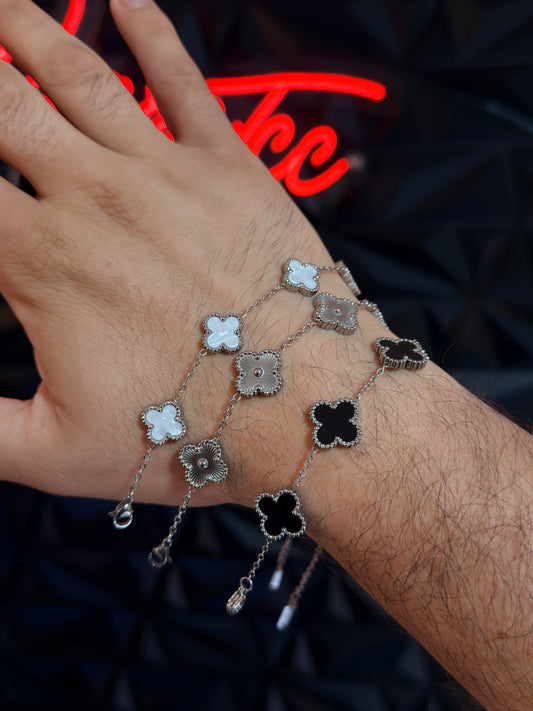 Pulsos Trébol Plateado Ajustables